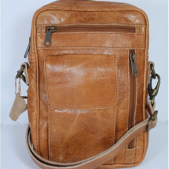 Man bag Messenger Tan Leather Alfie 